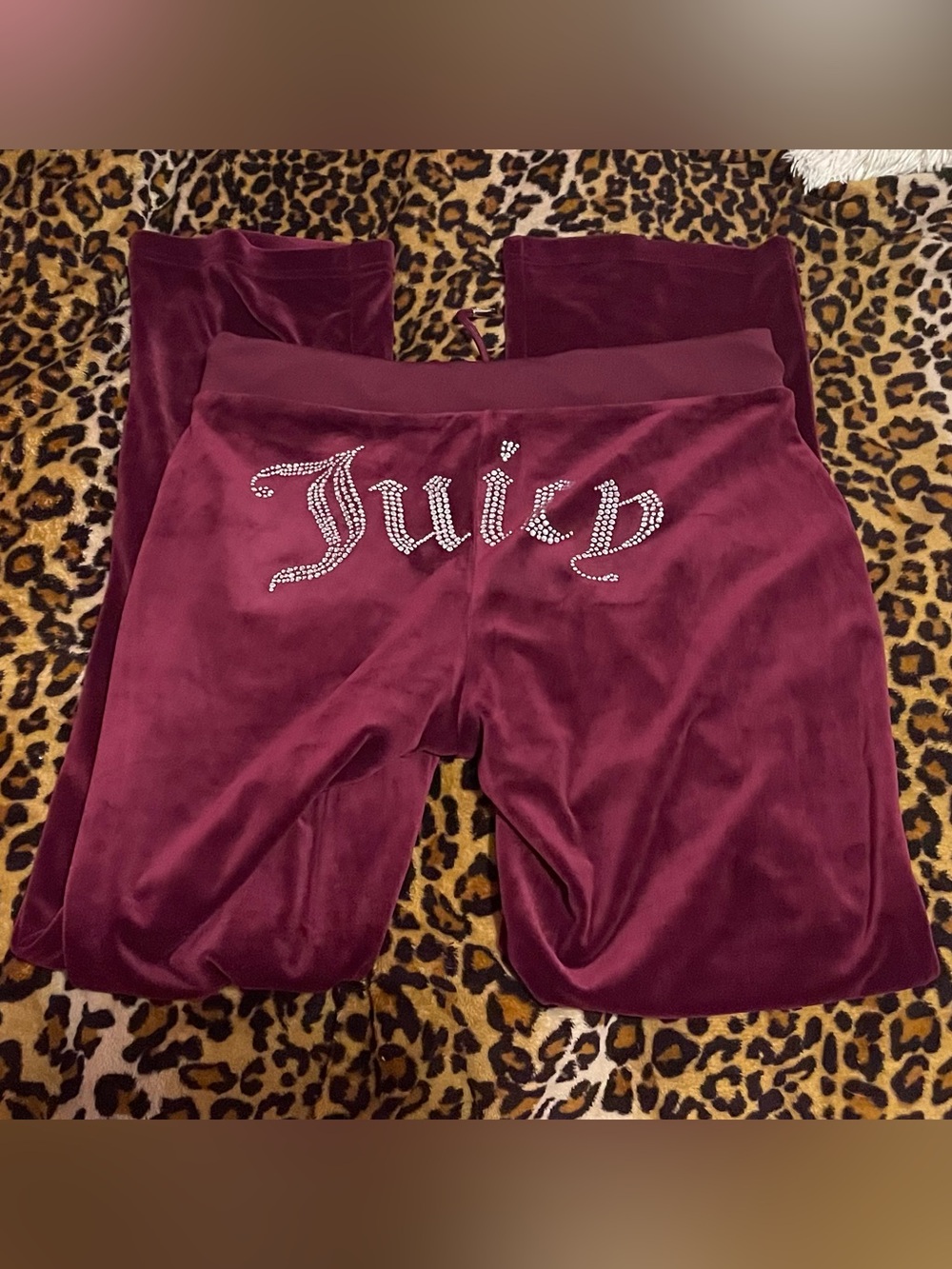 Juicy Couture Velour Track Pants - Burgundy/Magenta
